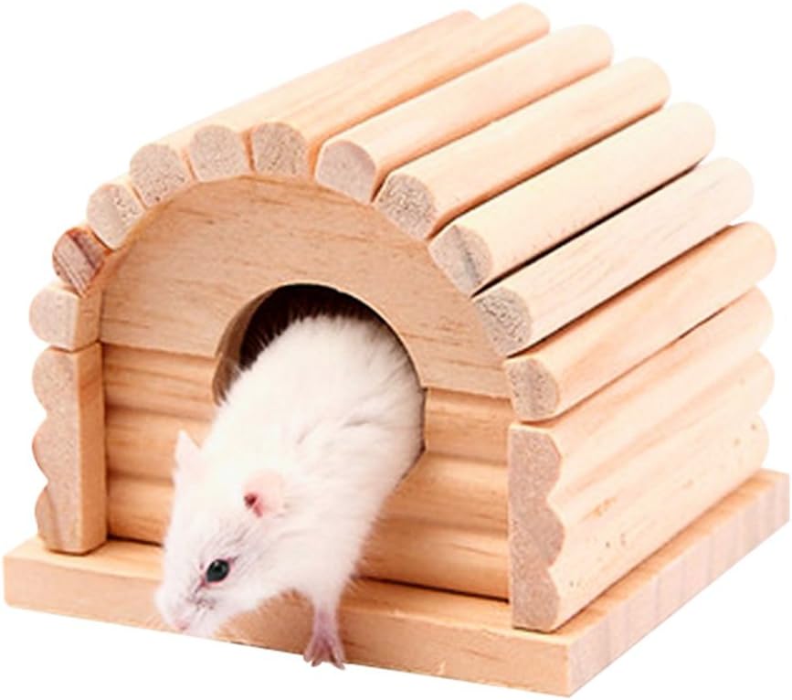 Chakil Personalized Hamster Wooden House Specially Designed Comfortable And Safe Pet Hut Can Be Disassembled 10Cm * 10.8Cm * 8Cm