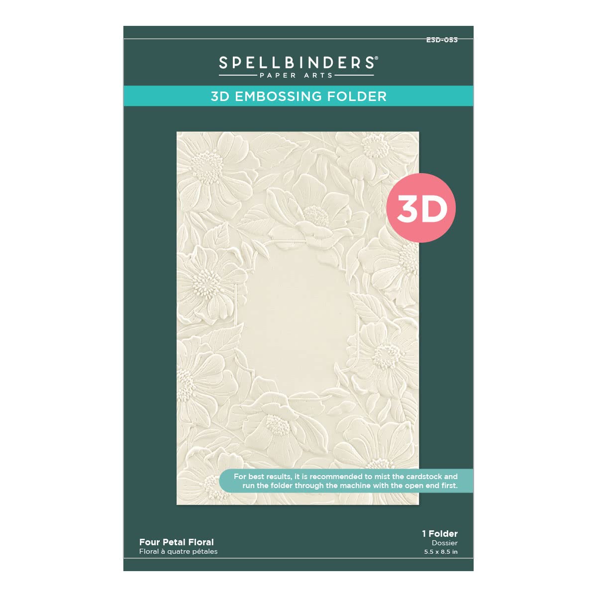 Spellbinders Floral 3D Embossing Folder from The Four Petal Collection, Paper, ONE