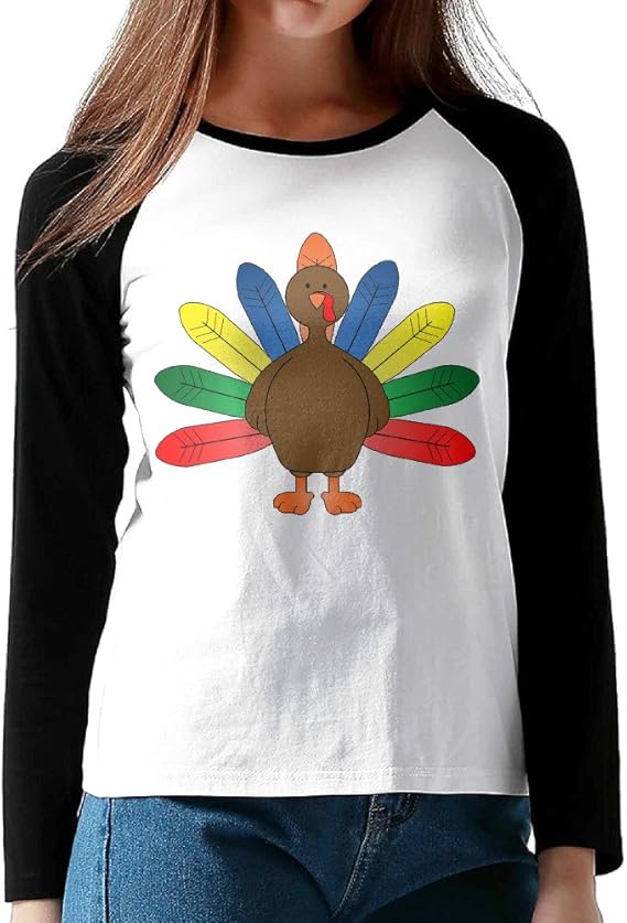 Female Thanksgiving Turkey Cotton Long Sleeve Raglan Tee XX