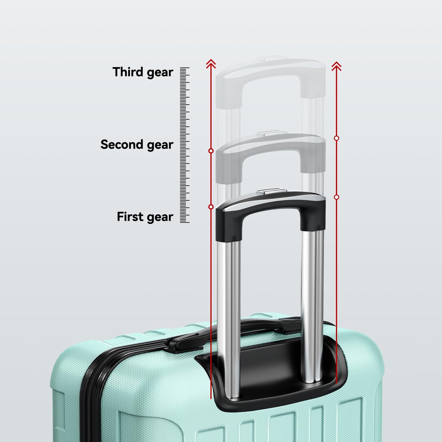 3 Piece Set Suitcase Spinner Wheels ABS Lightweight Luggage Sets with TSA Lock, mint green