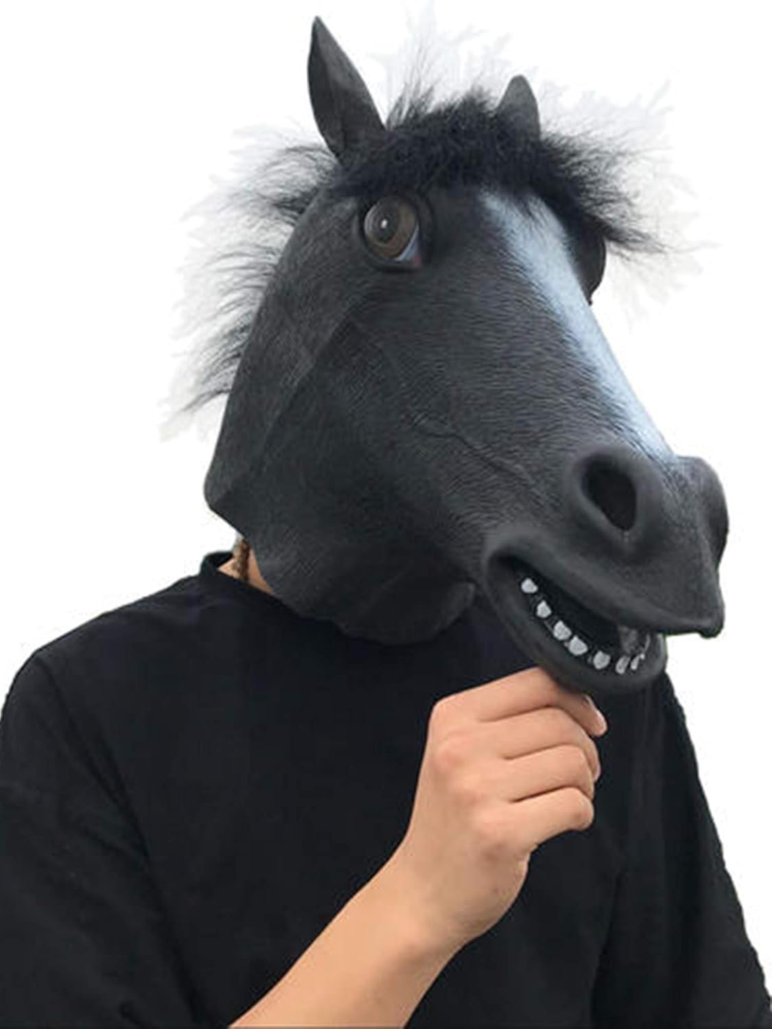 Yingzhen Horse Head Mask (Black, One Size) Sports & Outdoors