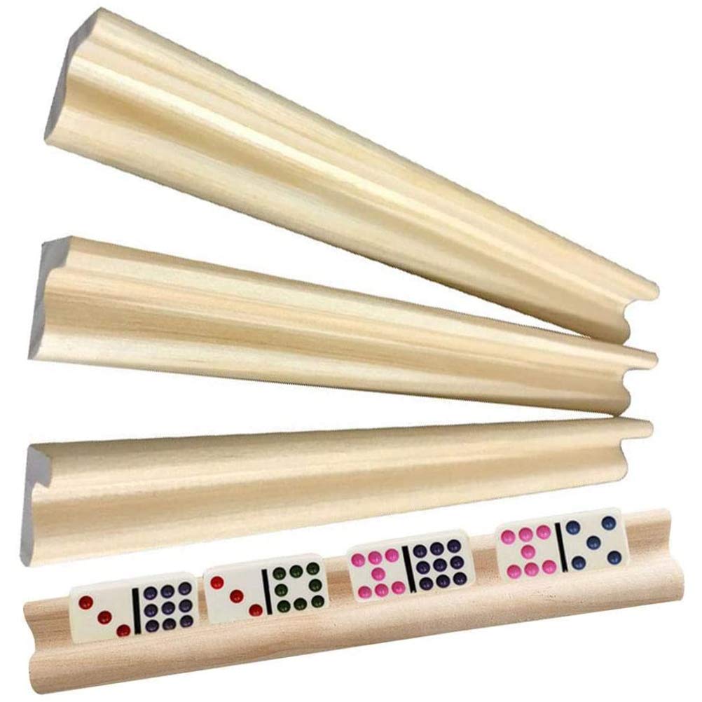 Sahgsa 4PCS Domino Stand Set, Wooden Domino Shelves, Premium Domino Trays