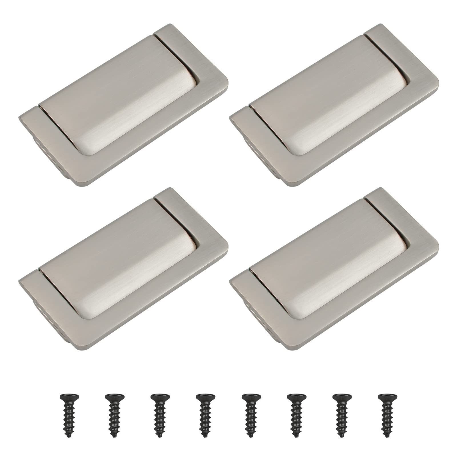 MOROBOR 4PCS Flush Ring Hidden Pull Handles, Zinc Alloy Cabinet Drawer Handle, Invisible Door Knob for Cupboard Drawer Wardrobe with Screws