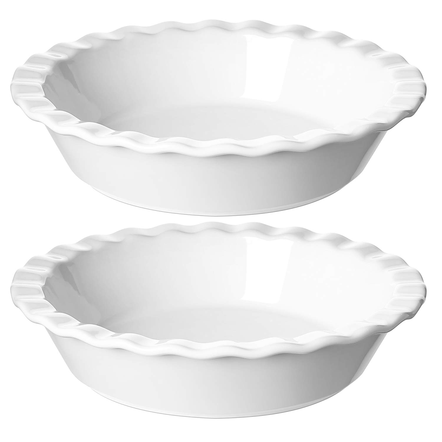 Photo 1 of LE TAUCI Ceramic Pie Pans Plate for Baking, 9 inch Deep Dish Baking Dish, 52 ounce Bakeware for Apple Pecan Pie, Set of 2, White
