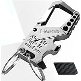 Hephis Skull Heavy Duty Key Chain,Car Emergency Escape Tool, Seat belt Cutter,Bottle Opener,Carabiner Car Key Chains