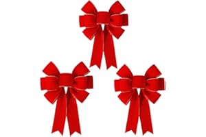 SIMISI RIBBON 3 Packs Red Bows Christmas Decorations Big Wired Velvet Bow with Gold Border for Wreaths Outdoor, Gift Wrapping, Tree Topper, Outside (12 * 14 inch)