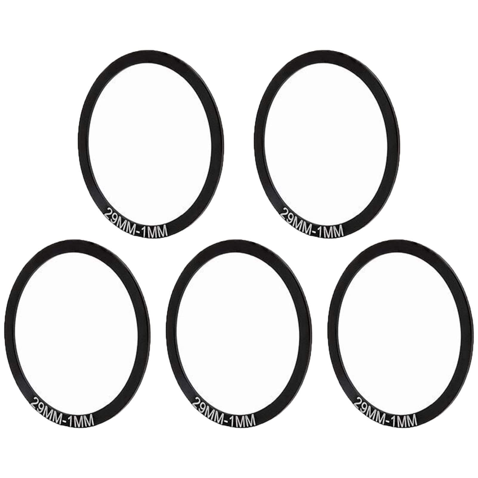 Yundxi 5 Pieces Bicycle Washer Set Road Bike Bottom Bracket Speed Cassette Washer Anodized Aluminum Alloy MTB Flywheel Hub Washer Spacer (Black Dia. 29mm Thick 1mm)