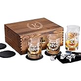 Froolu Customized Whiskey Gifts for Men - Personalized Scotch Glass Gift Set with Box - Engraved Wisky Rocks Glasses for Boyfriend, Husband, Dad - Valentine's, Birthday, Anniversary, Christmas.
