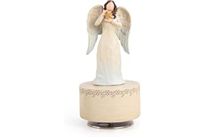 YT3 Studio Angel Music Box Figurine, Sculpted Hand-Painted Rotating Musical Figure Gifts Guardian Music Boxes for Women Girls Mom Mother's Day Birthday Anniversary Present Daughter Gift