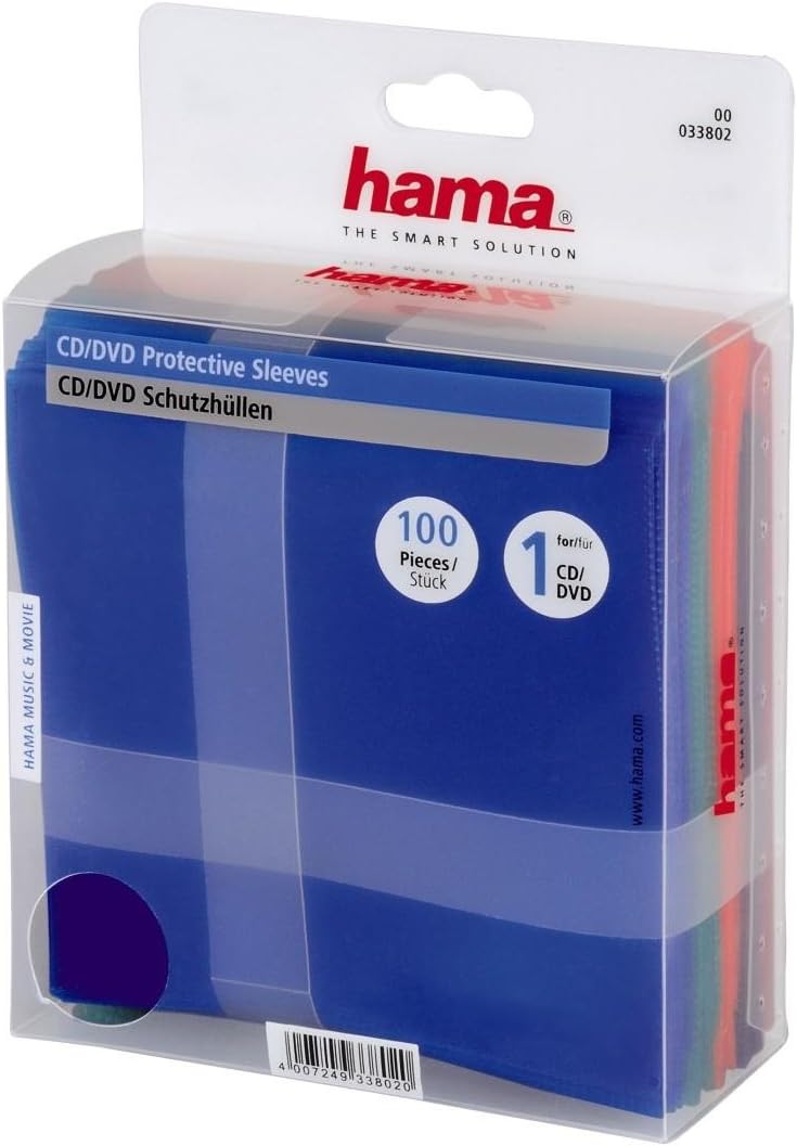 Hama - CD/DVD Protective Sleeves 100, Multi: Amazon.es: Electrónica