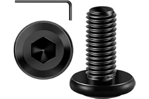 Mywish M6 x 16mm 20Pcs Flat Head Hex Socket Cap Screws Bolts, 304 Stainless Steel Furniture Bolts Full Thread, Black Oxide & Hex Spanner