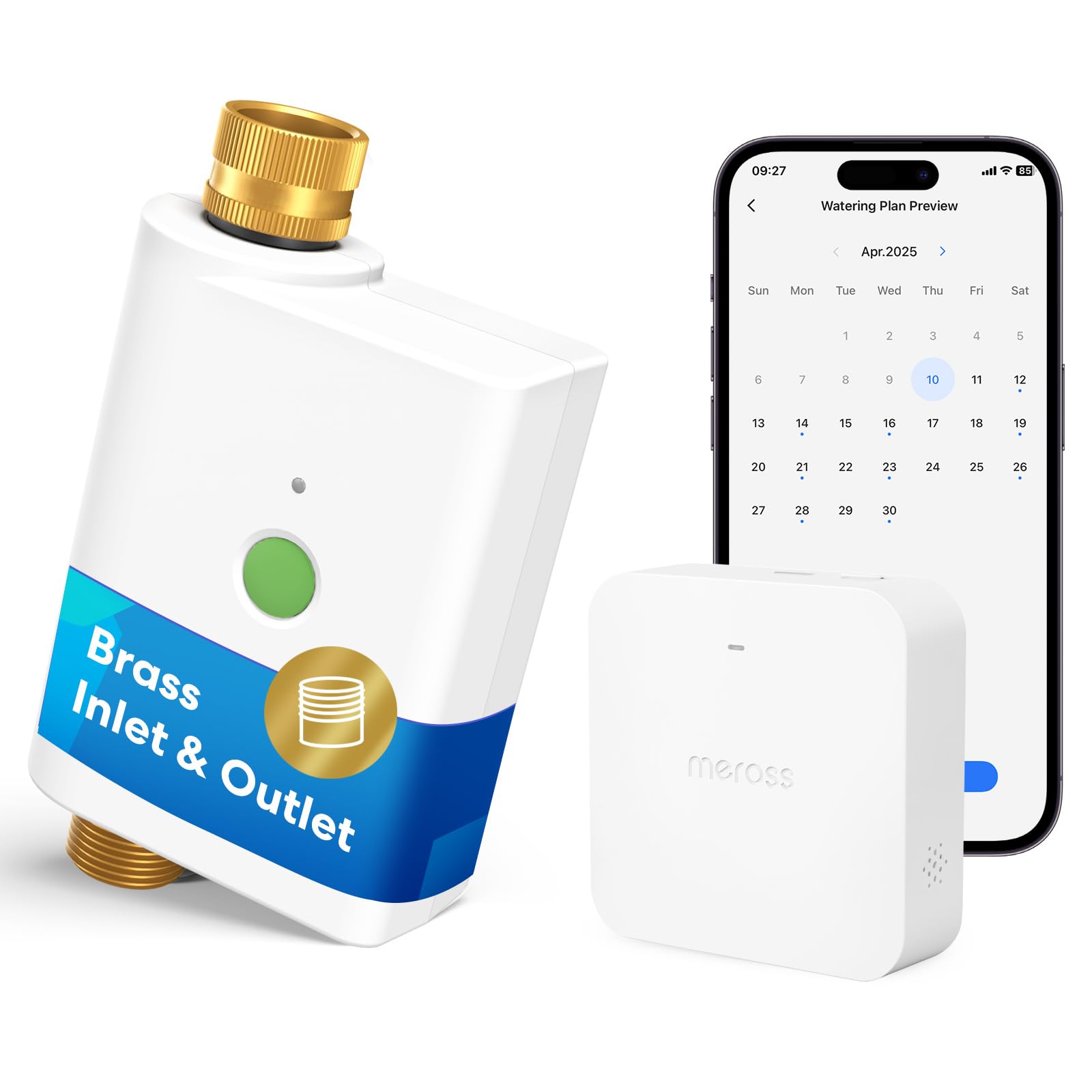 Photo 1 of meross WiFi Water Hose Timer with WiFi Hub, Smart Sprinkler Timer with Brass Inlet & Outet, Work with Apple Homekit, Alexa & Google Assistant, Watering Timer for Lawn, Garden, Yard and Pool