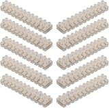 GTSE 10 Pack 12 Way 3 Amp Electrical Connector Block 93mm White