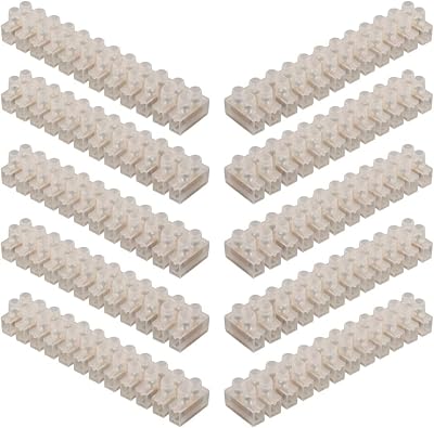 GTSE 10 Pack 12 Way 3 Amp Electrical Connector Block 93mm White
