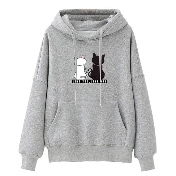 cat printed hooded sweatshirt