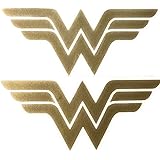 GS2020 2-Pack Wonder Woman Decal Sticker for Car Window, Laptop, Motorcycle, Walls, Mirror and More (2" x 4.6", Gold)