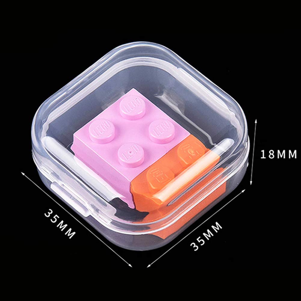 Plastic Beads Storage Containers - Mini Clear Square Box Empty Case with Lid for Earplugs, Pills, Jewelry, Hardware or Any Other Small Craft Gadgets (40 Pieces 1.37 x 1.37 x 0.7 Inches)