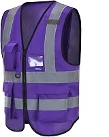 AYKRM Purple Hi Viz Vest Class 2 High Visibility Zipper Front with Pockets view 1
