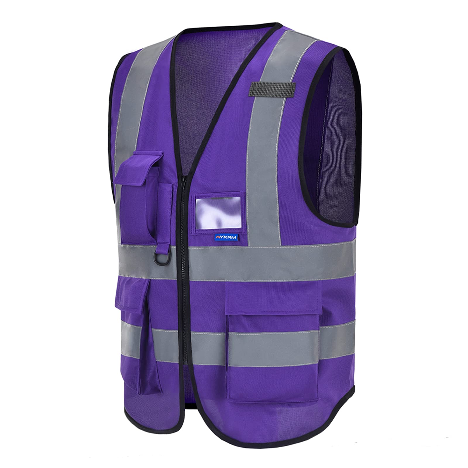 purple small high viz Class 2 hi vis Zipper Front High Visibility vest Hi Vis Executive Vest Waistcoat with Phone & ID Pockets — image 1