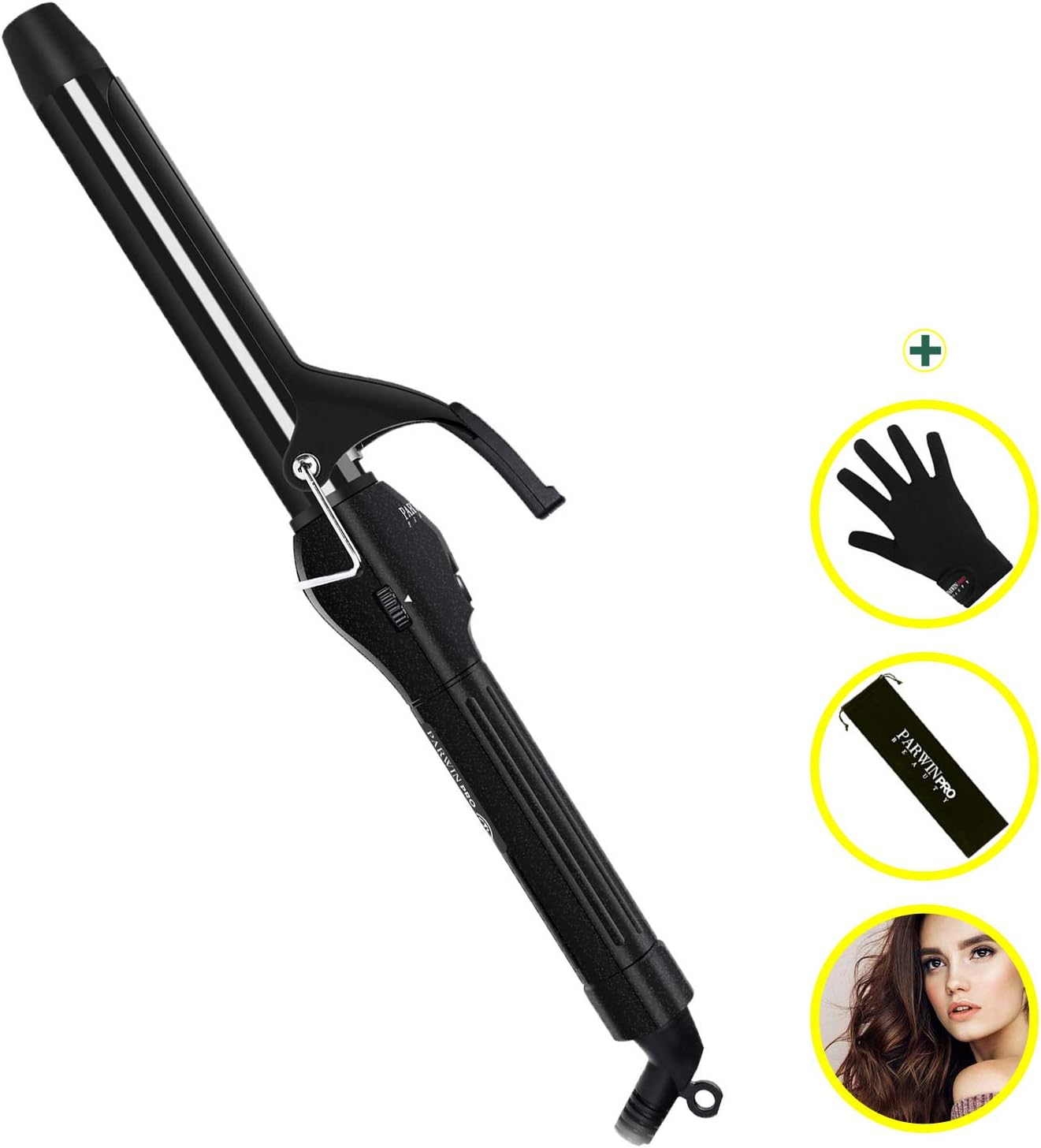 PARWIN PRO Curling Iron 3/4 Inch with Temperature Control,Curling Wand with Heat Protective Glove, Dual Voltage