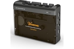 VERAVOXES Portable Bluetooth Cassette Tape Player, Cassette Player Recorder,Equipped with Headphone and AUX Ports, Support AU
