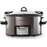 Crock-Pot MyTime Programmable Slow Cooker, Stainless Steel, 6 Quart Oval | Auto Adjusts Cook Cycle by Food Type and Amount, Meat, Poultry, Soup or Veggie Presets, Dishwasher-Safe Stoneware