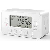 BN-LINK 7-Day Heavy Duty Digital Timer with Dual Outlet, LCD Display, 3-Prong Programmable Design, for Lights, Fans, Coffee Machine, Home, Kitchen, Office, Indoor Use, 125V 15A 1875W, 1 Pack
