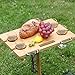 INNO STAGE Portable Bamboo Wine Table for Picnic, Foldable Snacks Cheese Board/Plate for Outdoor on Beach Park or Indoor Bed-4 Positions Holder for Glasses-Valentine's Day Gifts