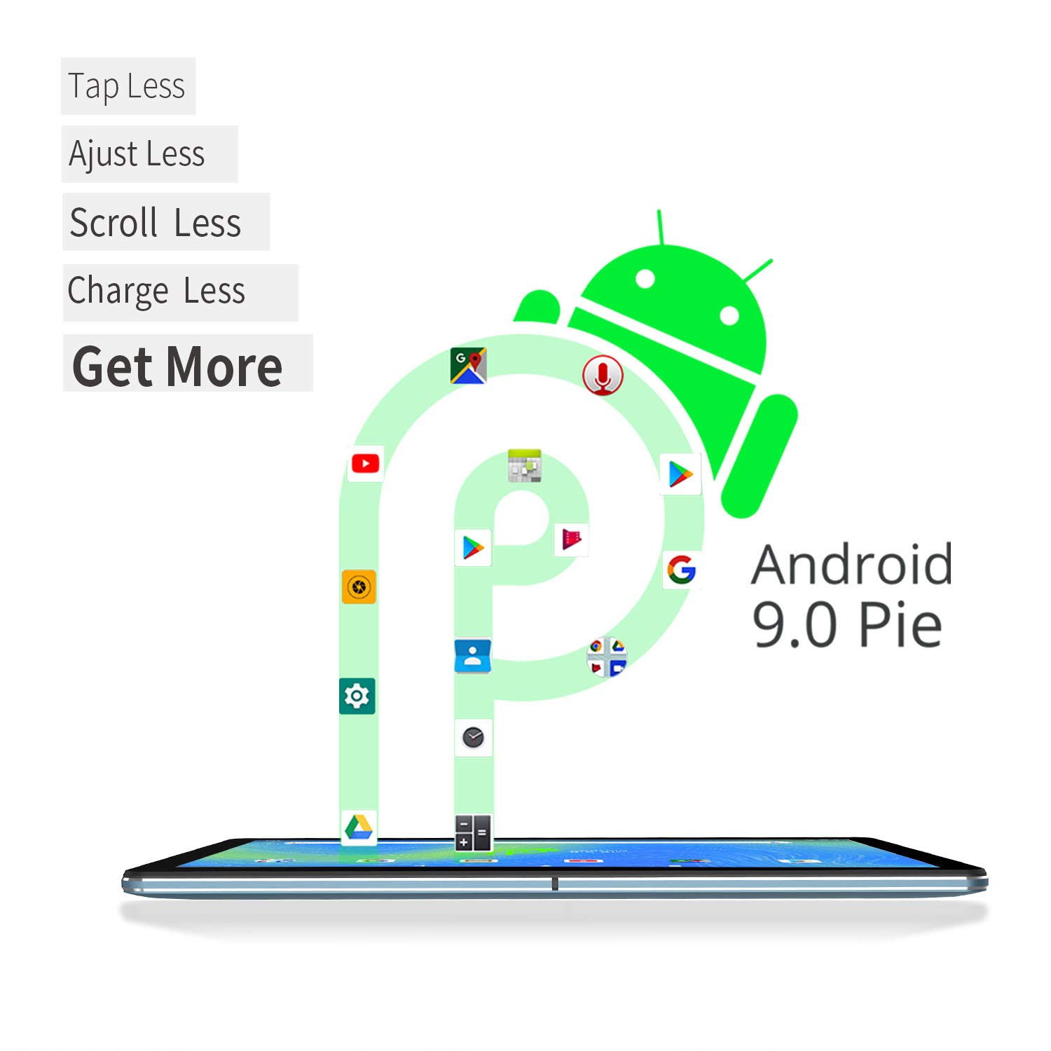 Winnovo T10 Tablet 10 inch Android 9.0 PC, 3GB RAM, 32GB Storage, Metal Frame, Dual Speaker, 5G WiFi, IPS Touchscreen, HDMI, GPS, Support Netflix, Play Store, CNN (Blue)