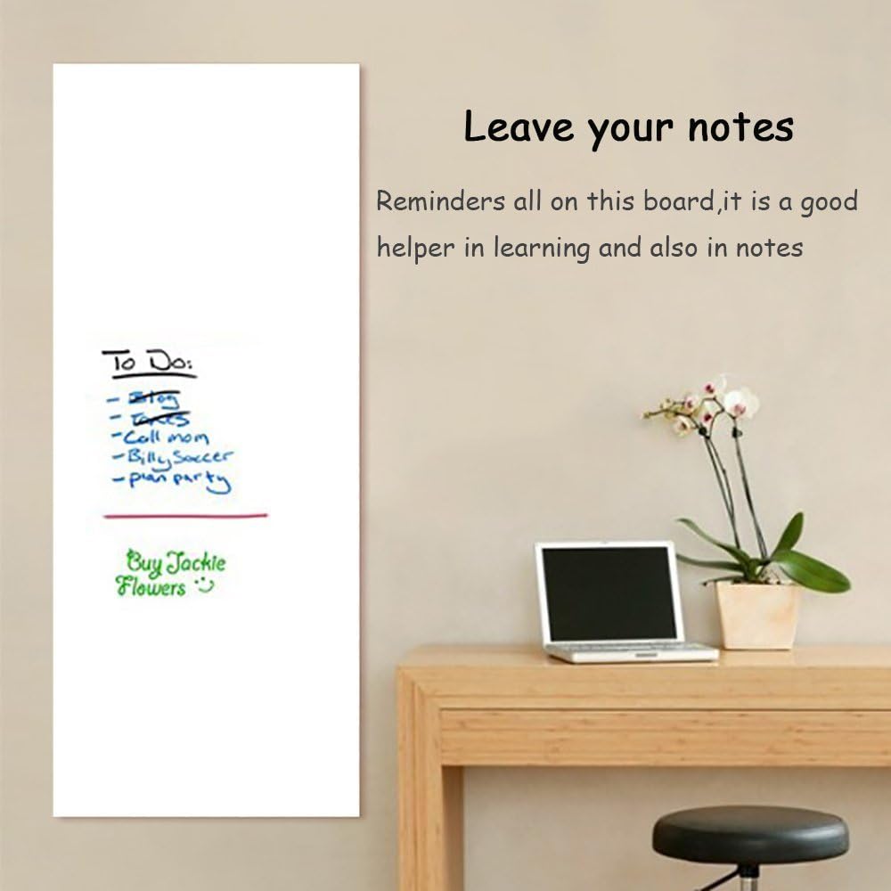 Dry Erase Whiteboard Sticker Wall Decal, Self-adhesive White Board Peel Stick Paper for School, Office, Home, Kids Drawing with 1 Water Pen (78.7" x 17.7") : Office Products
