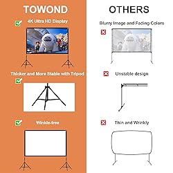 Projector Screen and Stand, Towond 100 inch