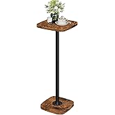 CHOEZON Small Drink Table, Square Side Table for Small Spaces, Martini Table with Pedestal, for Living Room, Bedroom, Rustic Brown and Black TBZ24BF