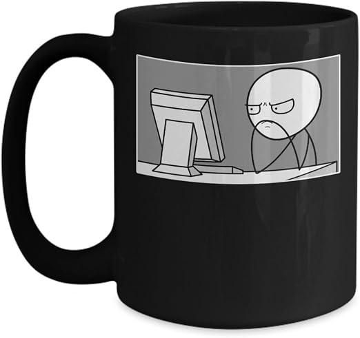 Amazon Com Angry Internet Meme Mug Big Acrylic Coffee Holder Black 15oz Kitchen Dining