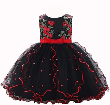 red and black flower girl dresses