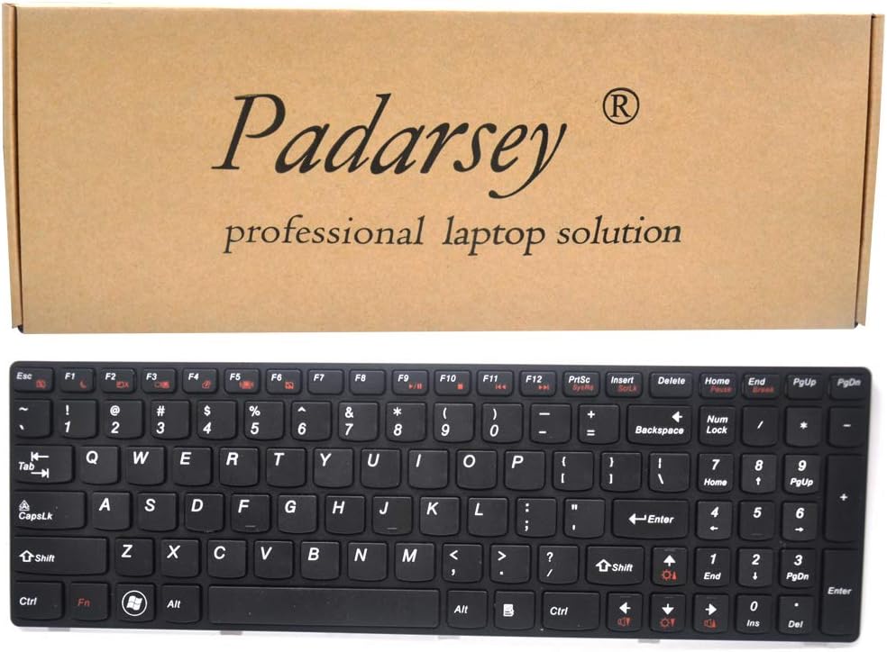 Padarsey Replacement Keyboard with Frame Compatible for Lenovo Ideapad G580 G580A G585 G585A V580 V585 Z580 Z580A Z585 Z585A Series Black US Layout, Compatible Part Number 25201846 25201869 25206659