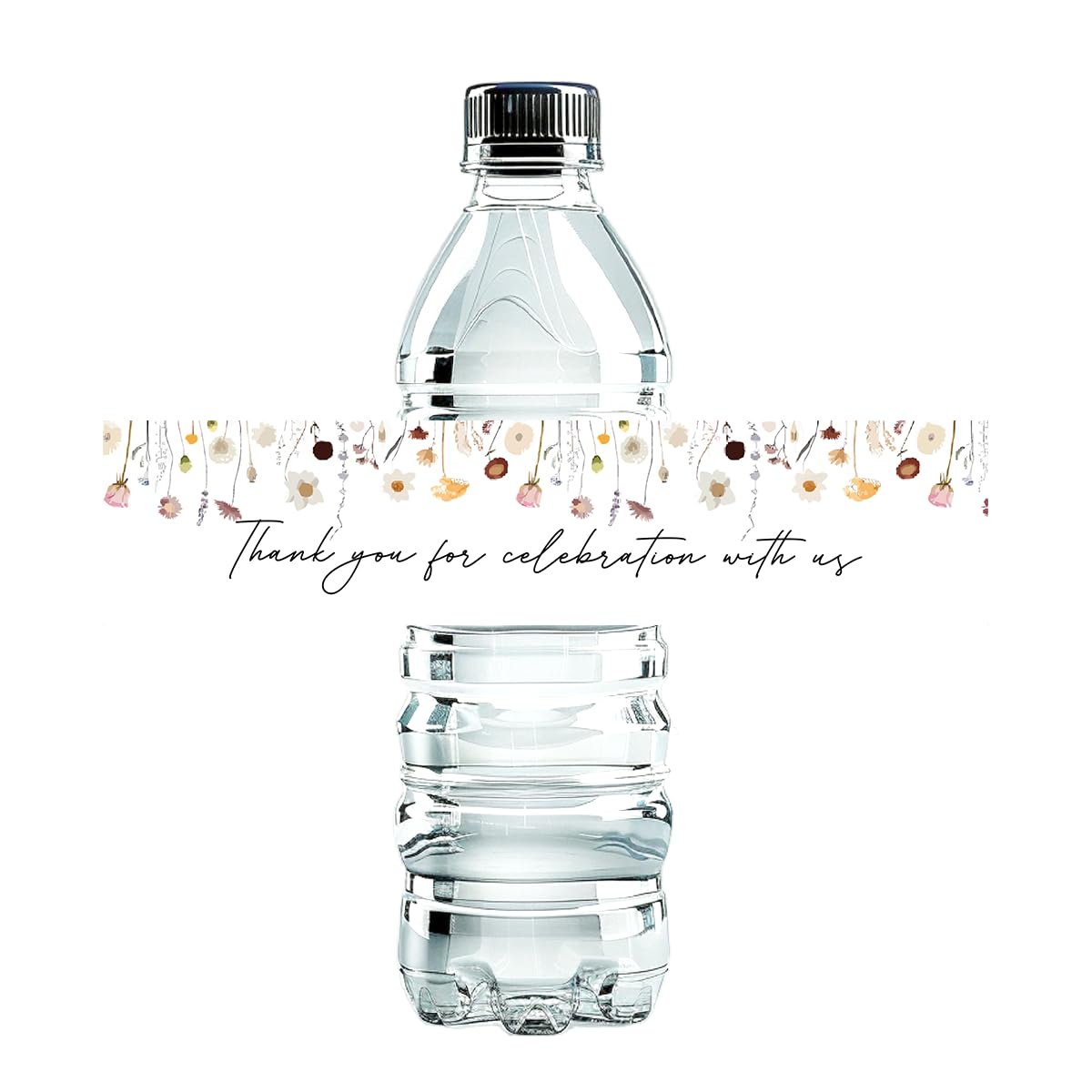 Photo 1 of 100 Pcs Flowers Water Bottle Labels Sticker for Wedding Bridal Baby Shower Party Table Decoration Supplies Wedding Ideas for Daughter Son fiancée Younger Generation