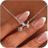 925 Sterling Silver Rose Flower Pendant Necklace for Women,14K Gold Plated Cubic Zirconia Rose Flower Necklaces for Mother Daughter Dainty Floral Chain Choker Necklace Jewelry Gift for Valentine's Day