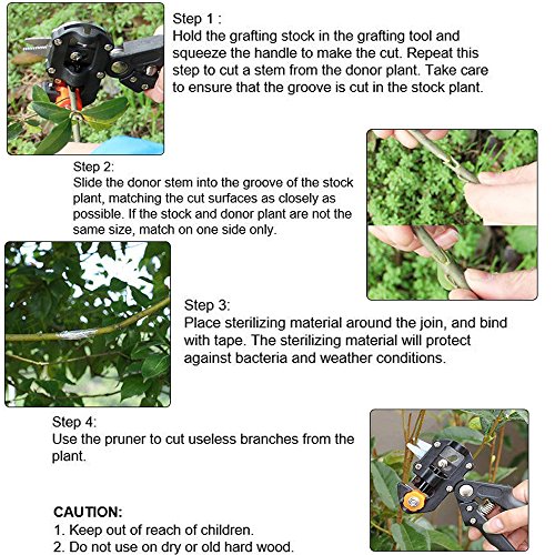 Migiwata Garden Fruit Tree Professional Pruning Shears Grafting Cutting Tool With 6 Blades (2V & 2U & 2Ω shaped) to Cut Grafting Stocks from 5mm up to 12mm in Diameter with English Manual