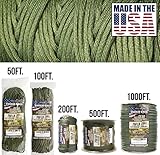 TOUGH-GRID 750lb Camo Green Paracord/Parachute Cord - Genuine Mil Spec Type IV 750lb Paracord Used by The US Military (MIl-C-5040-H) - 100% Nylon - Made in The USA. 50Ft. - Camo Green