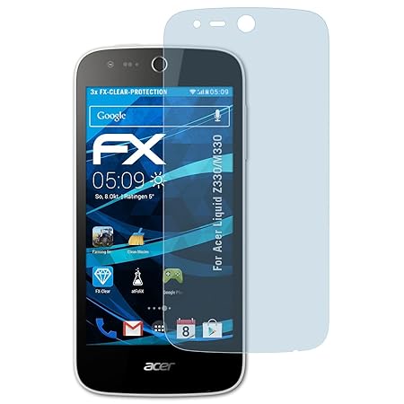 atFolix Schutzfolie kompatibel mit Acer Liquid Z330/M330 Folie, ultraklare FX Displayschutzfolie (3X)