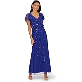 Adrianna Papell Bead Blouson Long Dress, Rose Gold