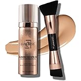 LUMINESS Silk Airbrush Spray Foundation 2-PC Kit - Foundation & Dual-Sided Angled Makeup Brush - Buildable Coverage, Anti-Aging Formula, Humidity Resistant, Hydrates & Moisturizes, Light Medium