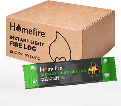 Homefire Natural Instant Light Fire Logs Smokeless Odourless Pack of 20 for