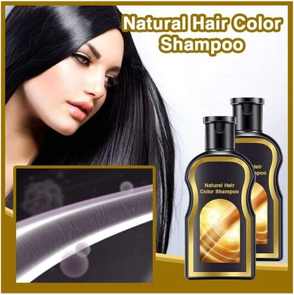 Azcczzii Hair Darkening Shampoo, Black Hair Shampoo, Grey Reverse Hair Darkening Shampoo for Men and Women (Black)