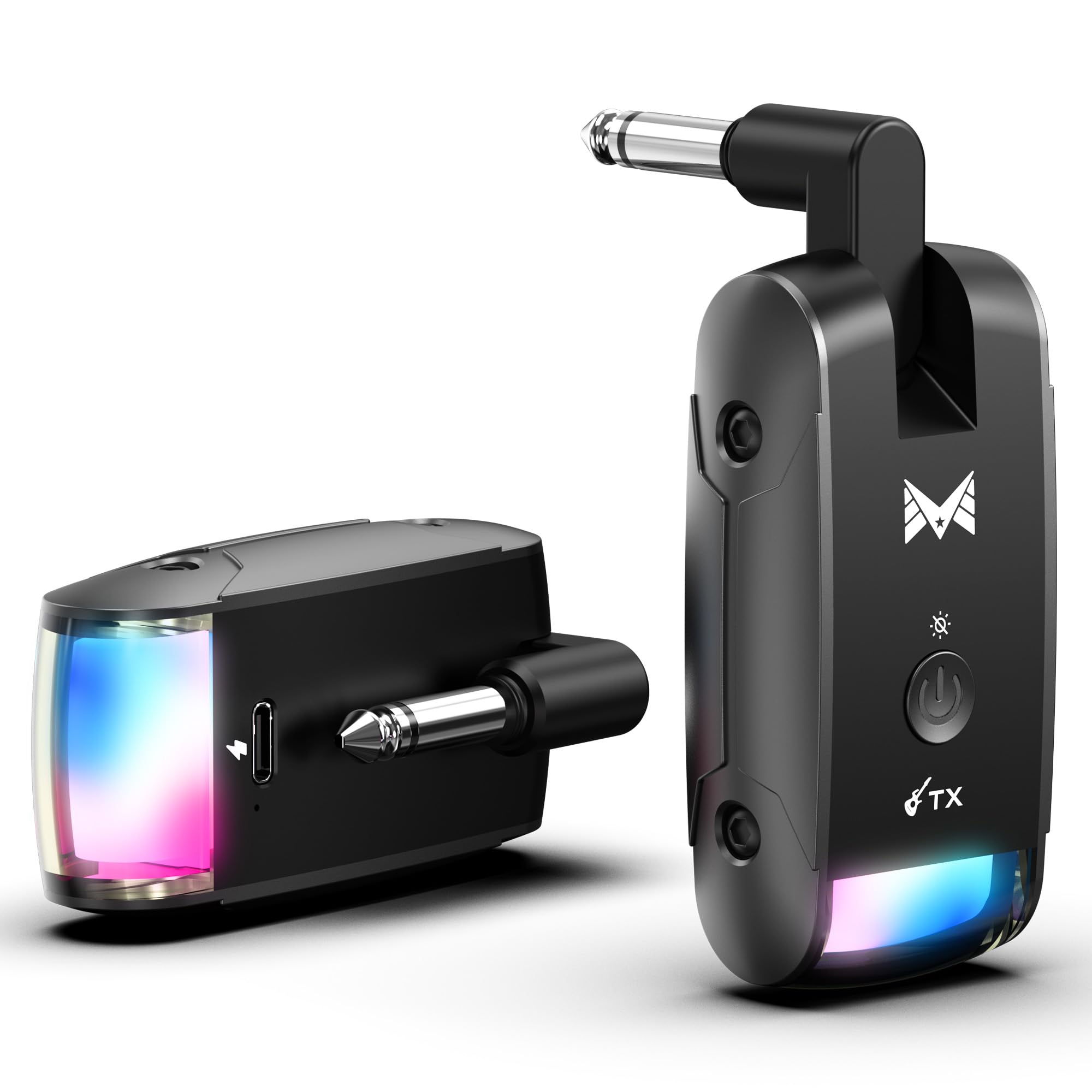 Photo 1 of 2026 Upgraded Version RGB Lighting Wireless Guitar System, 230-foot Transmission Distance Wireless Guitar Transmitter and Receiver, Guitar Wireless System for Guitars, Basses, Instruments (Black)