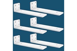 MLOQI 6 Pack Floating Shelf Bracket Heavy Duty, Hidden Shelf Brackets 5mm Thick L Brackets for Shelves up to 50 KG (White 25cm)