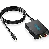 YGiTK 192kHz DAC Digital to Analog Audio Converter with Digital Audio Optical Cable,SPDIF Toslink Optical to RCA Converter fo