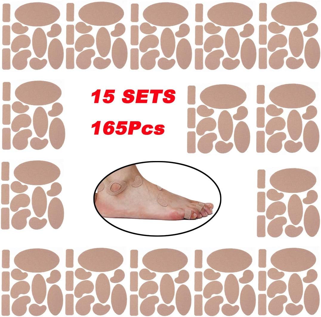 165 Pieces Moleskin for feet blisters Moleskin Tape Anti-wear Heels Stickers Blister Prevention Pads for shoes hiking 11 Shapes 15sets: Health & Personal Care