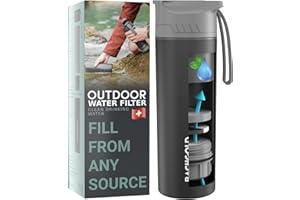 BACHGOLD Instant Filter Water Bottle 22 oz, Water Purifier Bottle, Filtered Water Bottle, Hiking Water Filter, Water Bottle with Filter, Water Filter Backpacking, Filtering Water Bottle, Camping Water Filter