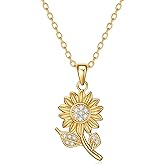 Rnivida Sunburst Necklace for Women,14K Gold Plated Sun Jewelry for Her